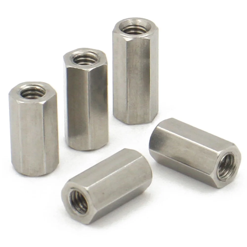 2-10pcs M2 M2.5 M3 M4 M5 M6 M8 M10 M12 304 Stainless Steel Hexagonal Coupling Nuts Double-End Spacer Standoff Extended Hex Nut