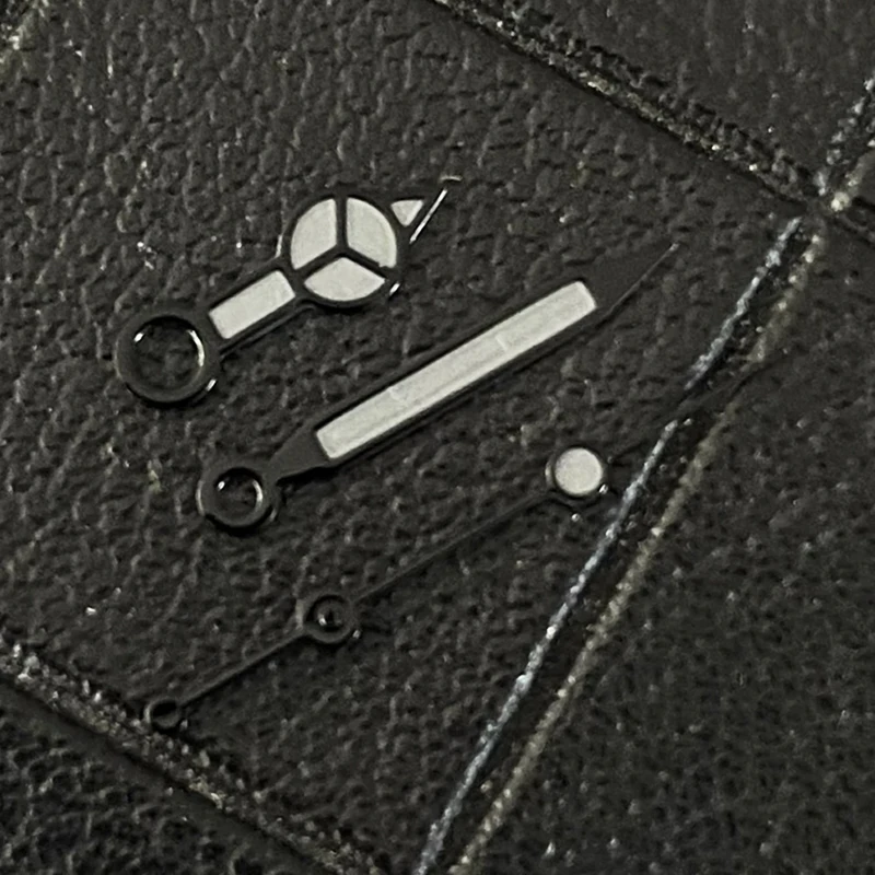 Jarum Set Jam Tangan Bercahaya Hijau dengan Tepi Hitam Perak - Oranye Abu-abu Putih Kompatibel dengan Gerakan NH35/36/4R Jepang