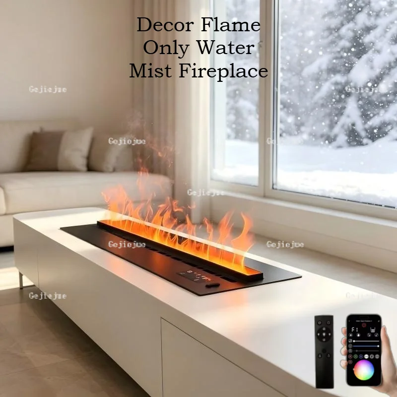 Apartment Size Water Vapor Stove Fireplace,Freestanding Retro,Remote Adjustable Flame Decor Flame Only Water Mist Fireplace