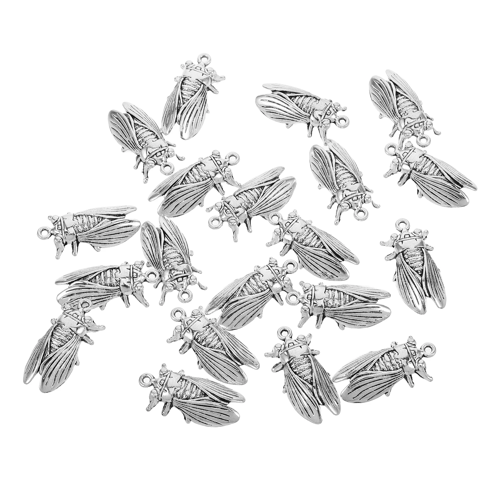 

20 Pcs DIY Accessories Retro Insect Pendant Alloy Antiqued Silver Charms Pendants