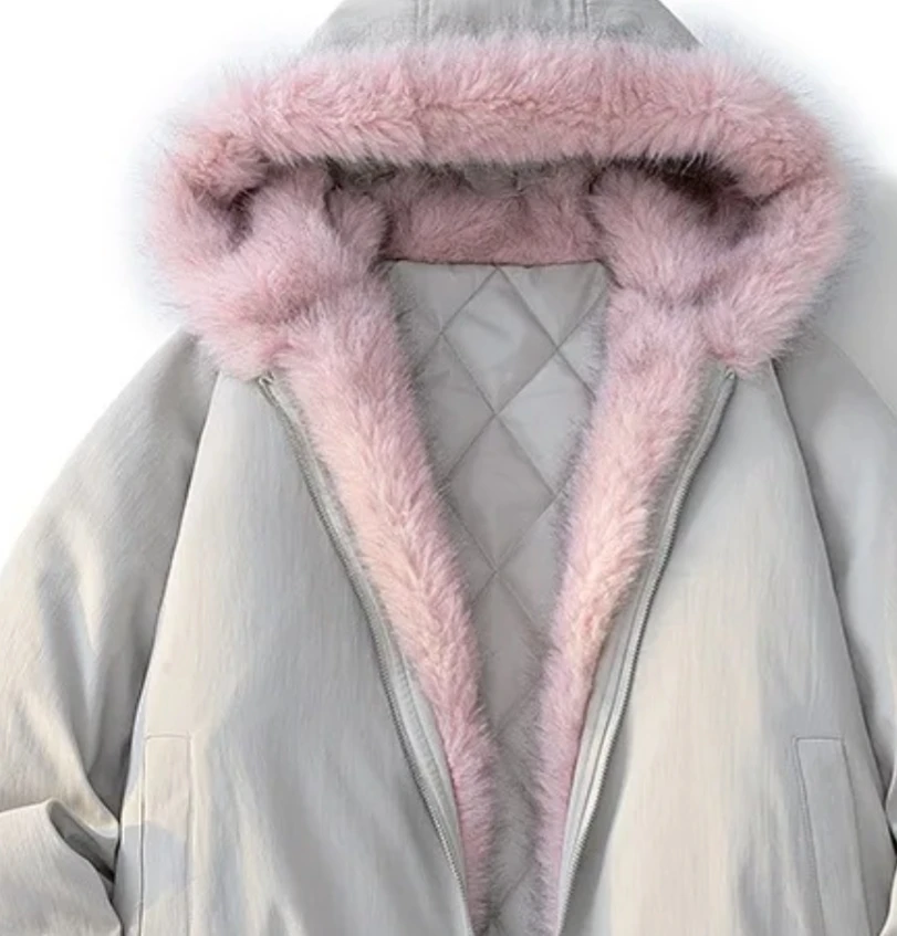 Winter Jacket Man Women Fur Collar Fashion Parka Thick Warm Coat Oversize Loose Casual Jacket Hooded American Streetwear Cool