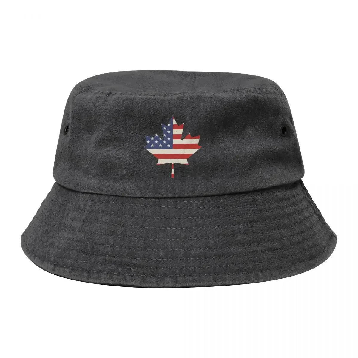 Flag of US in Maple Leaf, Canadian Americans Patriotic Gift Bucket Hat Custom Cap Women's Golf Clothing Men's