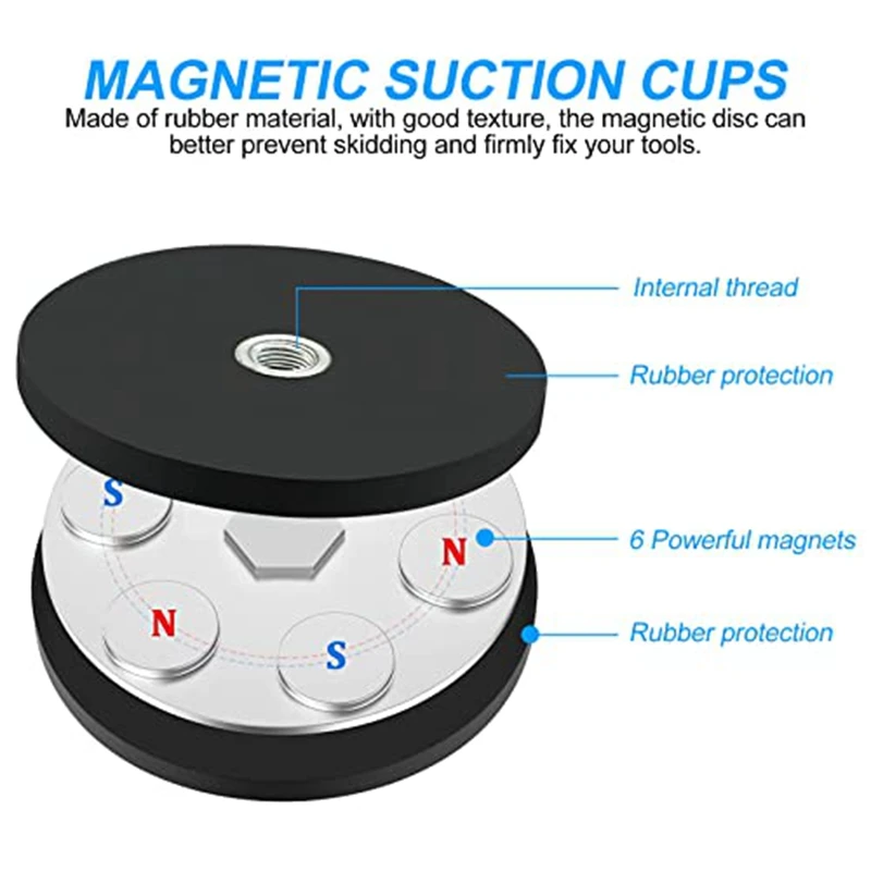 Rubber Coated Magnet Magnet With Rubber Coating Ø 43Mm Anti Scratch Magnet M6 Male Thread Black