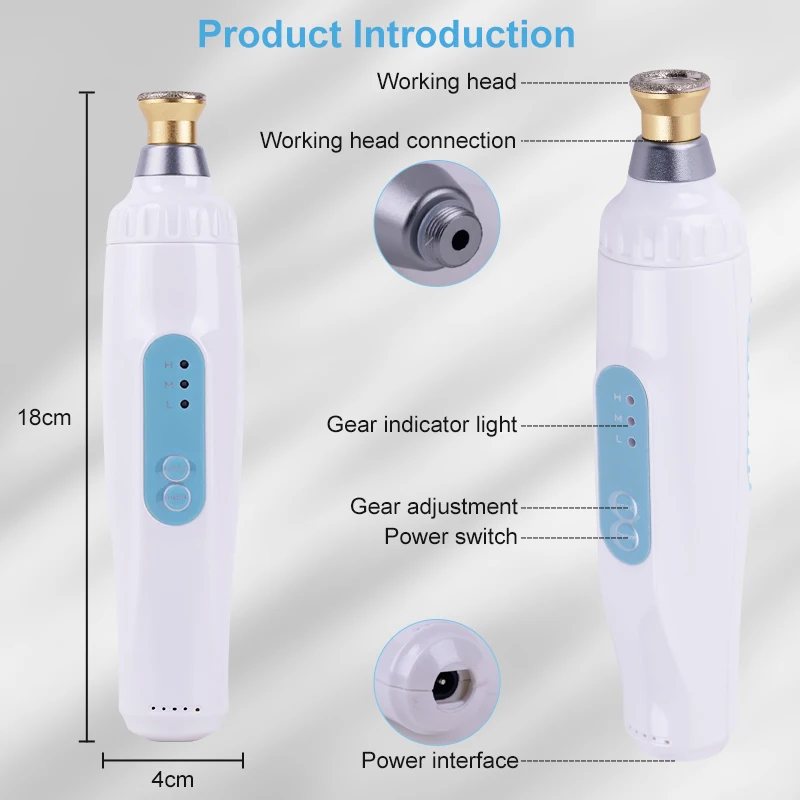 LESEN Mini Przenośny Aparat do Mikrodermabrazji Diamentowej Głębokiego Oczyszczania i Złuszczania Poprawiający Zgorzelę i Matową Skórę Usuwający Wągry