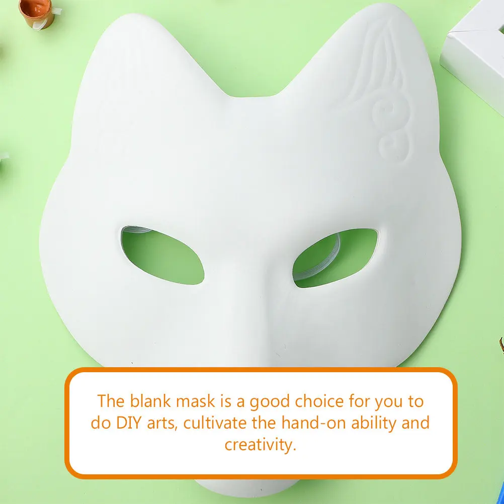 

3Pcs DIY Fox Mask Blank Masquerade Mask Unpainted PU Lightweight Elastic Band for Halloween Costume Cosplay Prom Party Painting