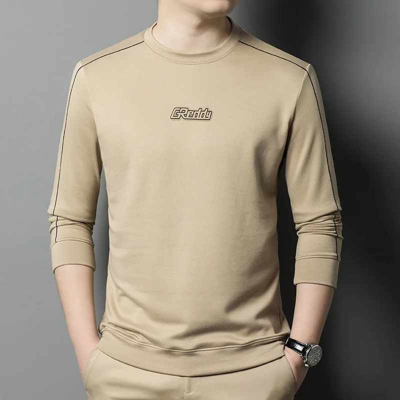 Autumn New Base Solid Color Long Sleeve Sweaters Menswear Fashion Temperament Korean Style Casual Slimming Top for Men