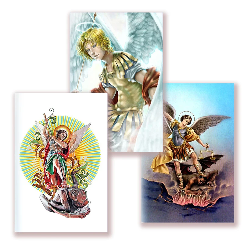 A5 Notebook Writing Book - Archangel Saint Michael Spiritual Warrior Religion Church Guardian Protect Me Angel Dragon Amulet