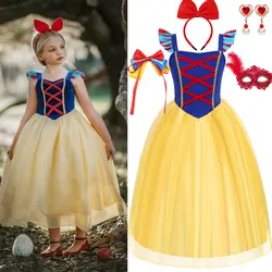 Inspired from Snow White Girls Fancy Maxi Dress Summer Clothing Disneyland Trip Princess Cosplay Frock Toddlers Casual Vestidos