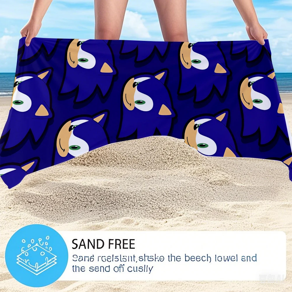 Anime Sonic Pattern Quick Drying Bath Towel Microfiber beach towel light weight swimming camping yoga beach out