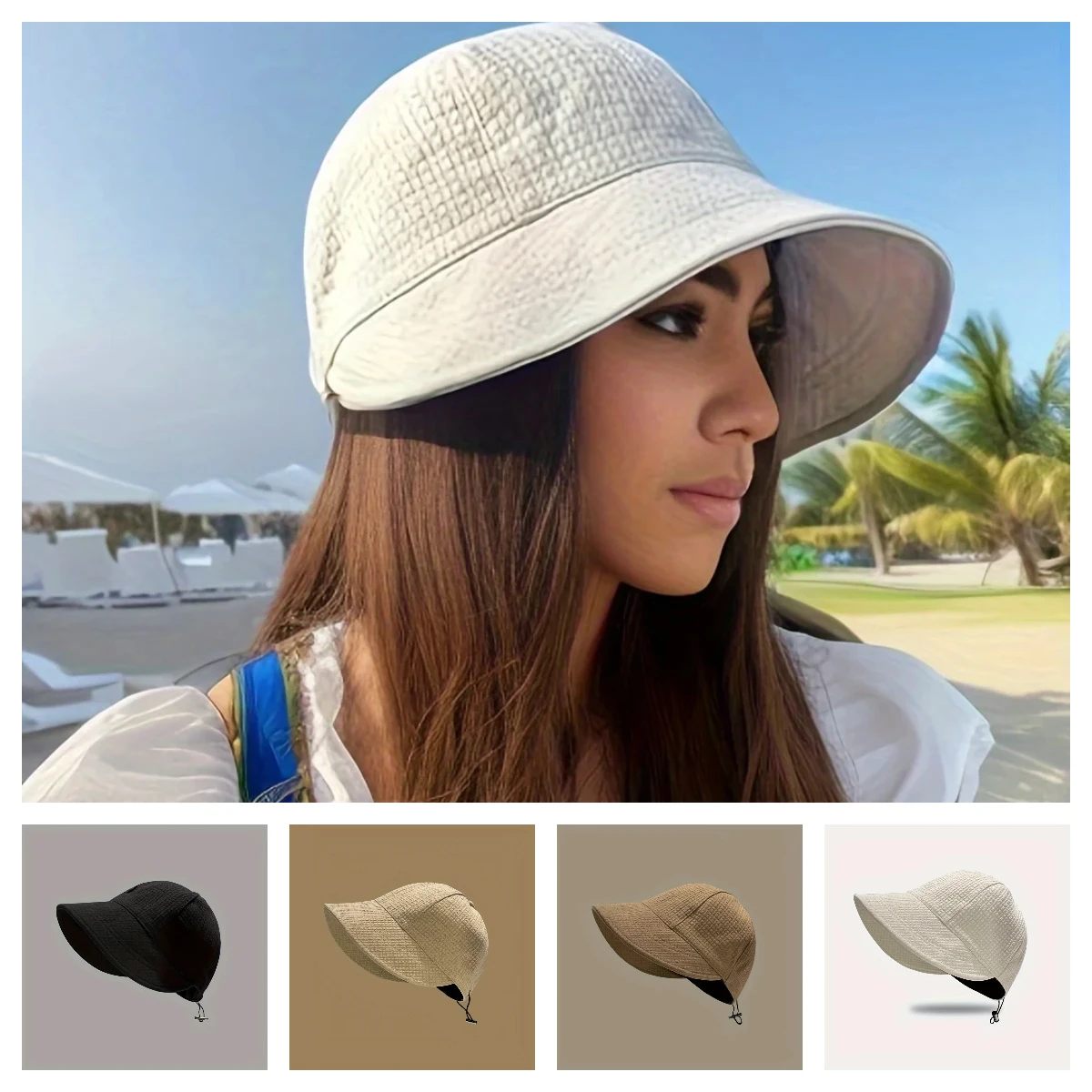 Women\'s Sun Protection Baseball Cap with Large Head Circumference, Sun Protection, Small Face, Fashionable and Versatile Sun Hat