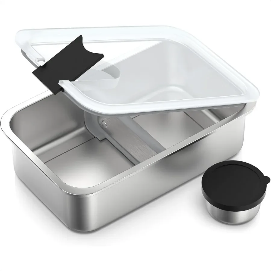 

Stainl Steel Bento Lunch Box for Adult 42oz LeakProof Lunch Box Containers MicrowaveSafe with Adjustable Divider Convenient Met
