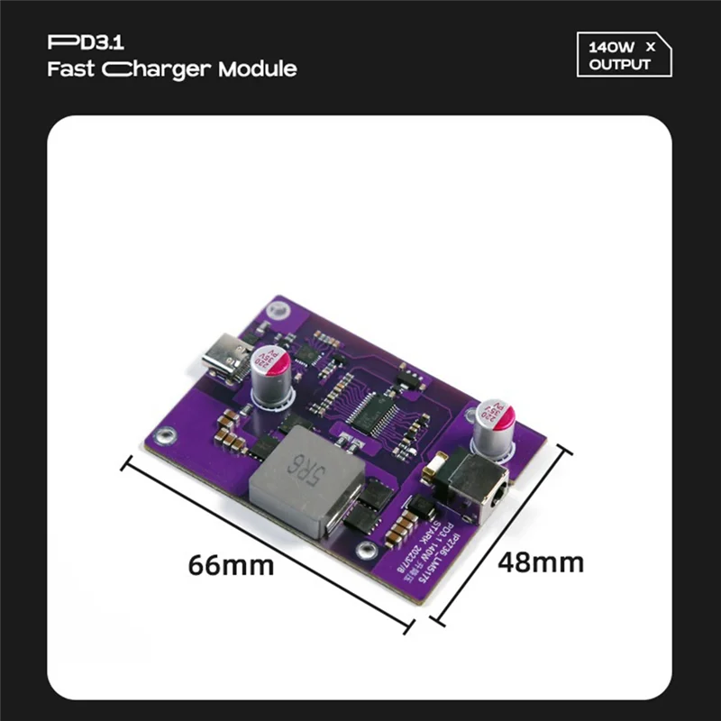 A01E-140W Fast Charging Desktop Charger 12-32V Buck-Boost DC5.5X2.5Mm To PD3.1 Conversion Module Type-C Output High Power