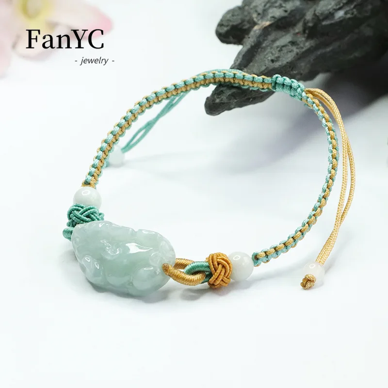 Natural Jadeite Pixiu Bracelet Handcrafted Fashionable and Exquisite Ladies' Jewellery Artisan Craftwork Auspicious Symbol
