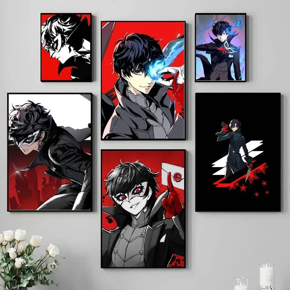 Game P-Persona 5 R-Royal Joker  Poster Self-adhesive Art Waterproof Paper Sticker Coffee House Bar Room Wall Decor