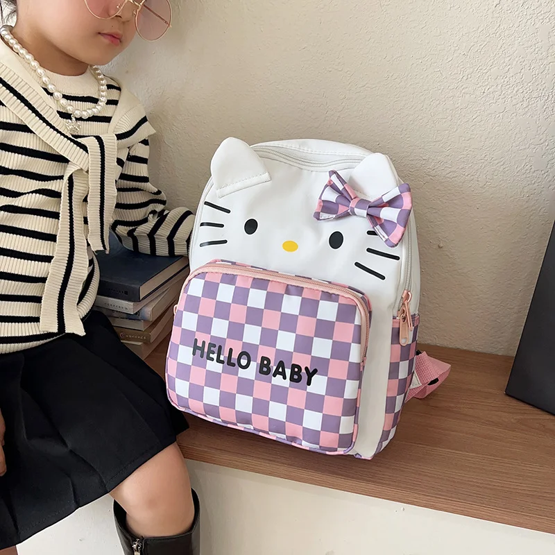 Sanrio Hello Kitty Student Schoolbag, almofada de ombro leve e casual, mochila fofa de grande capacidade, nova