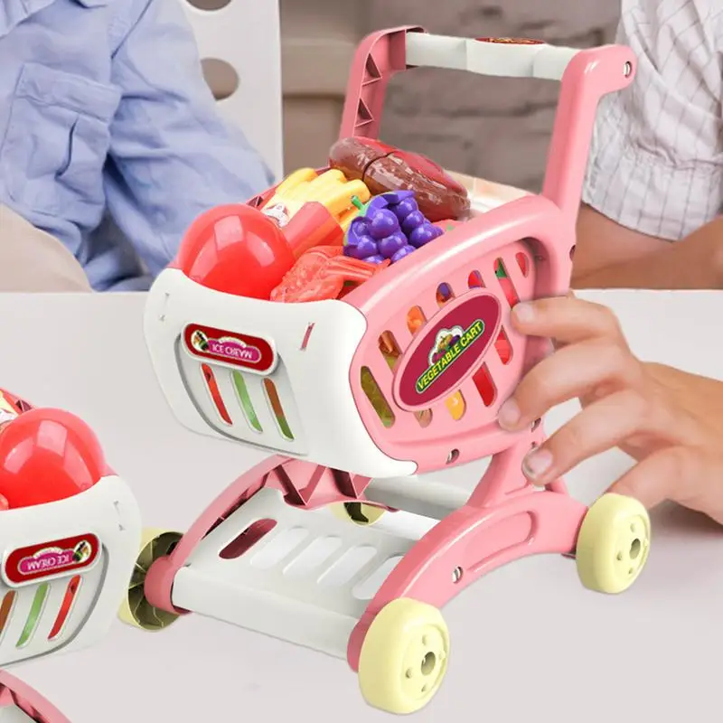 Jouet de chariot de supermarché pour les tout-petits, jouet de jeu de simulation, nourriture et accessoires, enfants de 3 ans