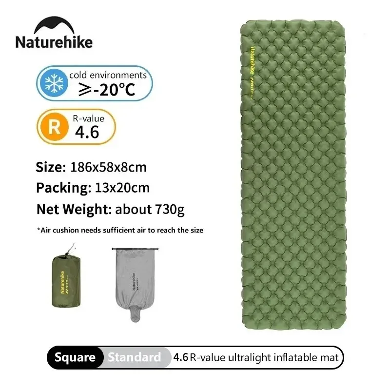 Naturehike R4.6 Aufblasbare Matratze Outdoor Camping Ultraleichte Isomatte Einzelne Falten TPU Nylon Wandern Feuchtigkeitsbeständige Matte