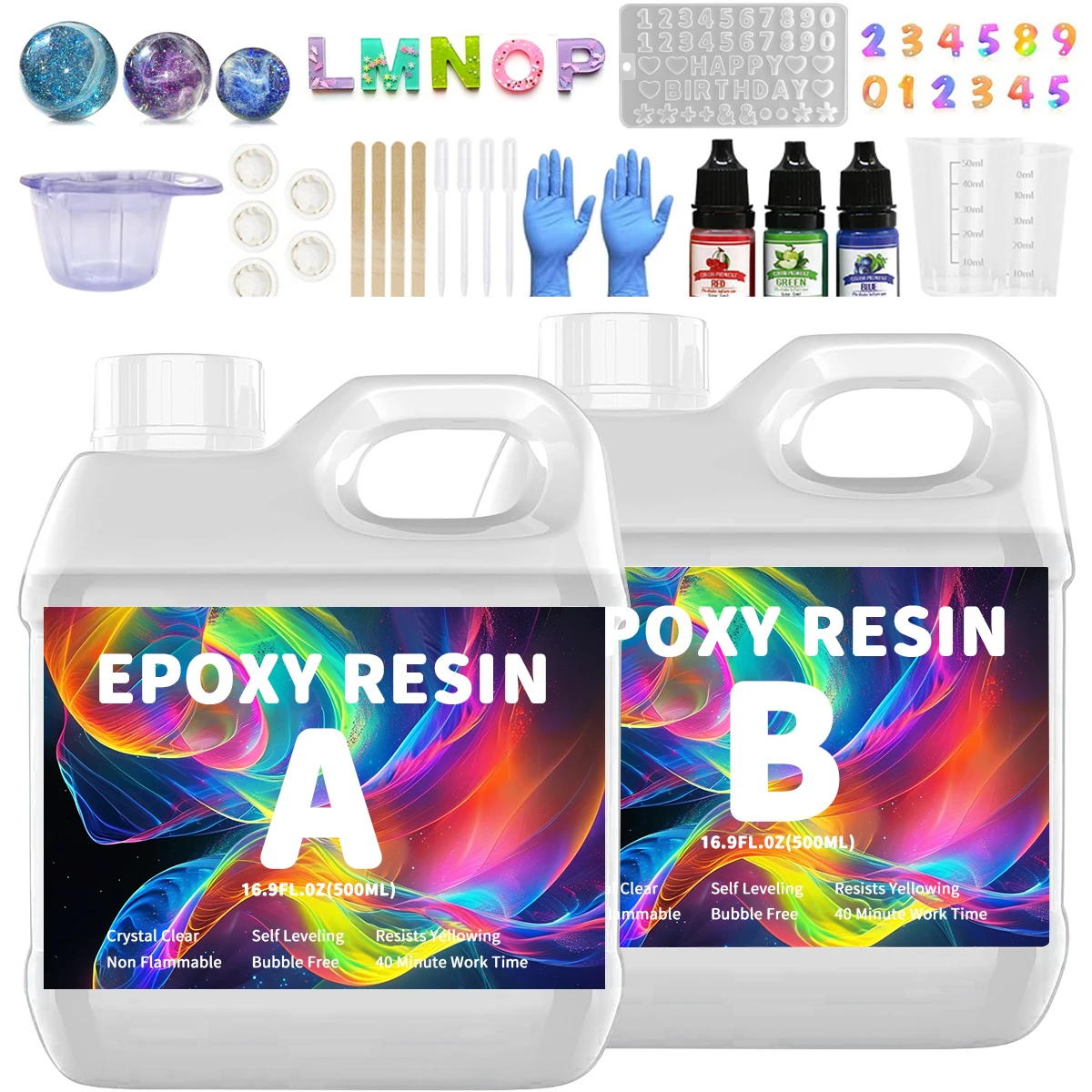 

Professional 500ML Clear Epoxy Resin Set Low Odor Bubble Free For Handmade Jewelry River Table