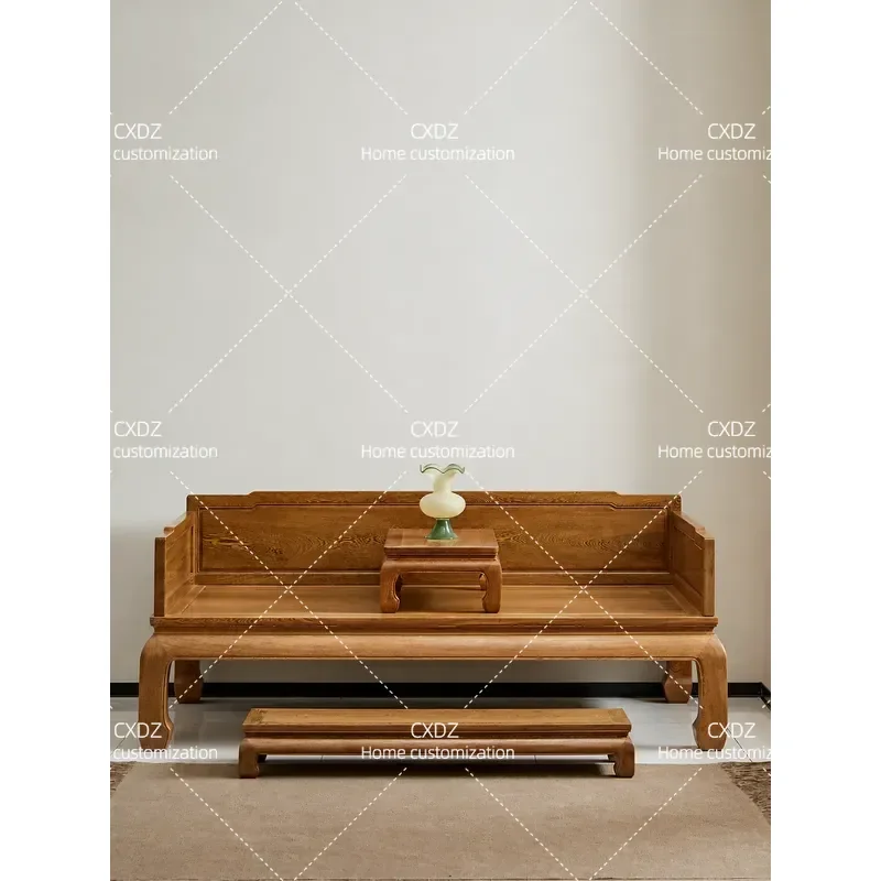New Chinese Style All Solid Wood Arhat Bed Three Piece Set Plain Face Beauty Couch Sofa Bed Combination Furniture