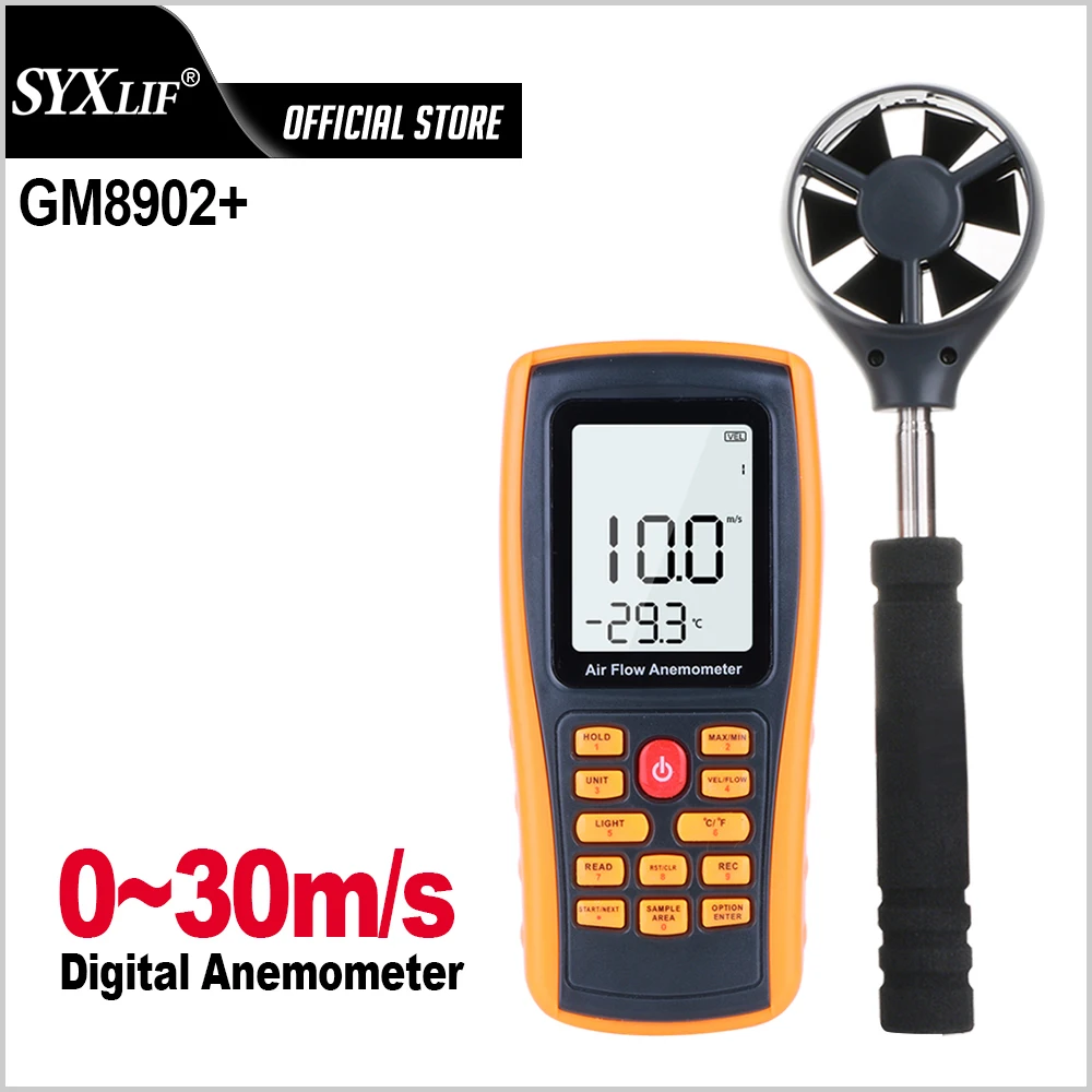 

SYXLIF Anemometer Wind Speed Meter 0-45m/s Handheld Air Volume Temperature Tester Sensor anemometer speed measuring instruments