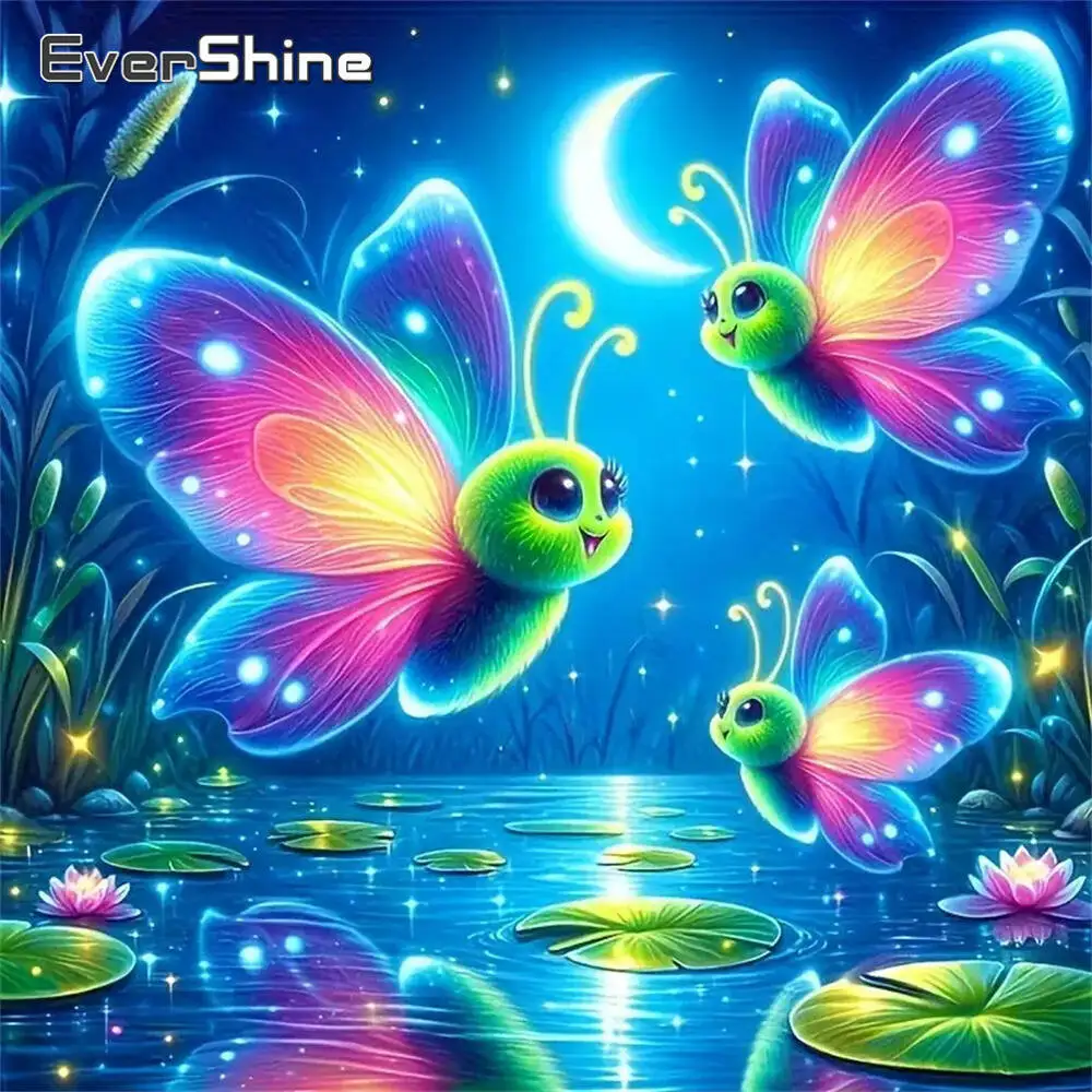 Evershine Diamant-Gemälde, Hund, Tier, Cartoon, komplett, quadratisch, rund, Diamant-Mosaik, Badezimmer, DIY-Bastelset, Heimdekoration