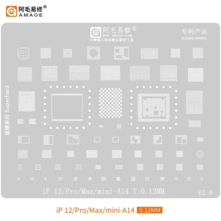 0,12mm amaoe bga reballing Schablonen-Kits für iPhone 15 14 13 12 11 Serie x/xs/xs max/xr/8/8p/7/6s/6 a16 a15 a14 a13/12/a11/a10