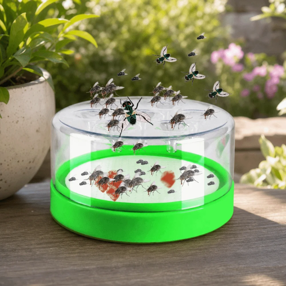 Practical 7 Holes Automatic Fly Trap Safe Non-Toxic Mosquito Killler Reusable Multifunctional Plastic Fly Trap Box Farm