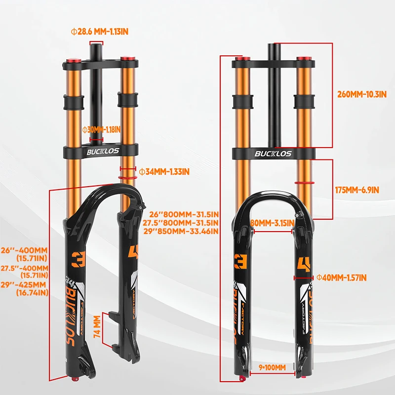 BUCKLOS الجبلية المزدوج تاج الهواء شوكة 9*100 مللي متر الإفراج السريع دراجة الهواء شوكة تعليق السفر 180 مللي متر دراجة هوائية جبلية شوكة 26/27.5/29 بوصة #4