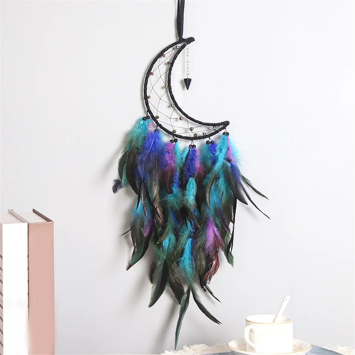 Attrape-rêve en plumes fait à la main, ornement mural Boho, cadeau de bénédiction pour chambre à coucher, décoration de fête