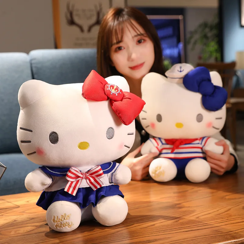 Cute Hello Kitty Pink Plush Stuffed Toys Anime Cartoon Plushie Doll Soft Stuffed Pillow Toys for Children Birthday Xmas Gifts