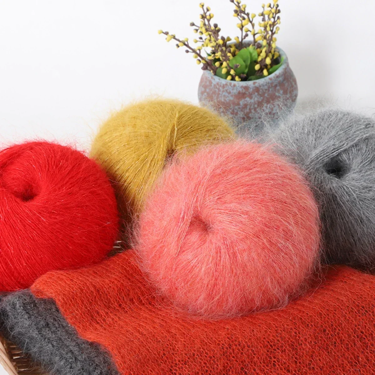 50g Alpaca Mohair Yarn Long Plush Thick Crochet Wool Yarn For Knitting Scarf  Baby Sweater Summer Winter Thread 380m/416yd 5PCS