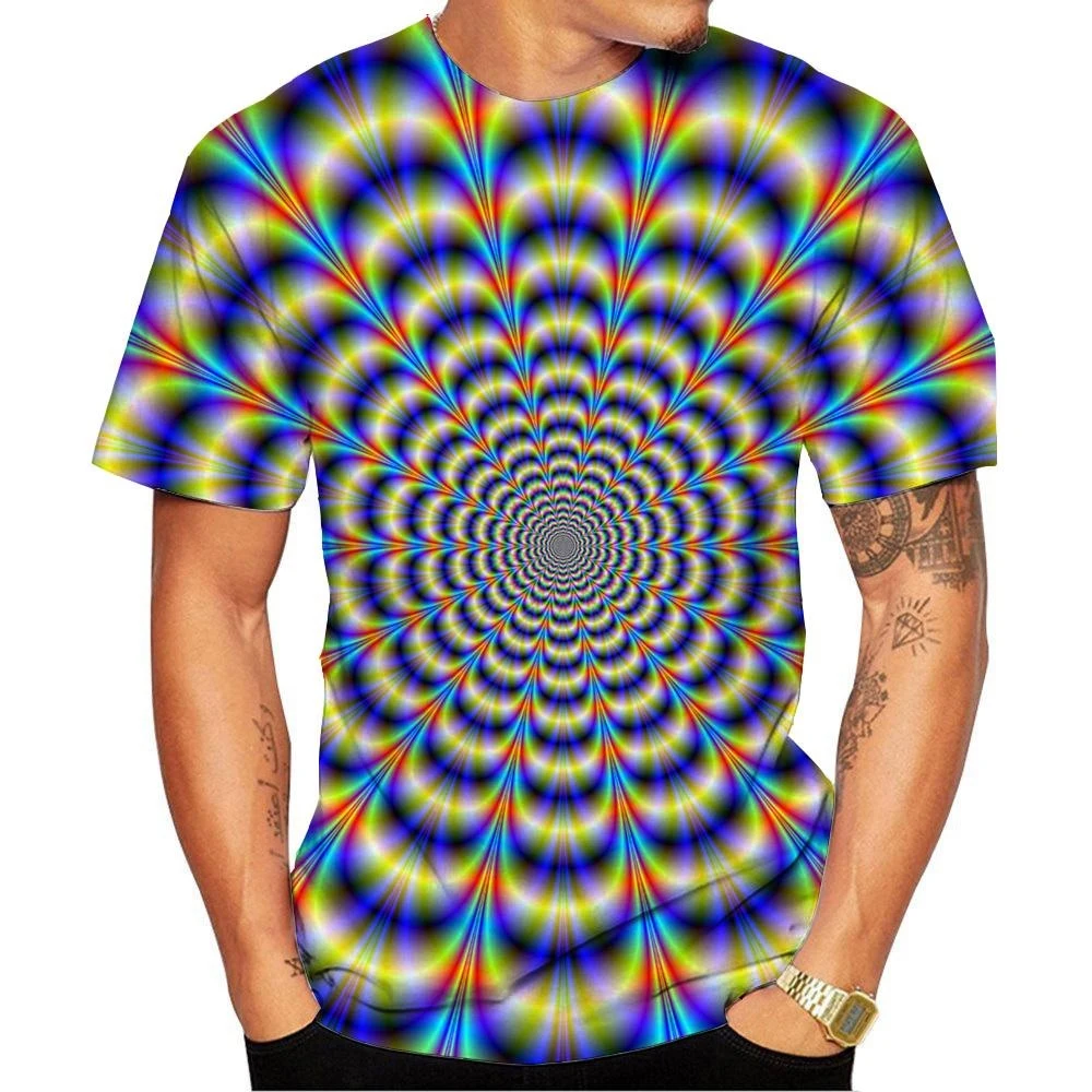 

New Fashion Men's and Women's Round Neck 3D HD Printing Optical Illusion Pattern T-shirt Street Style Unisex Fashion