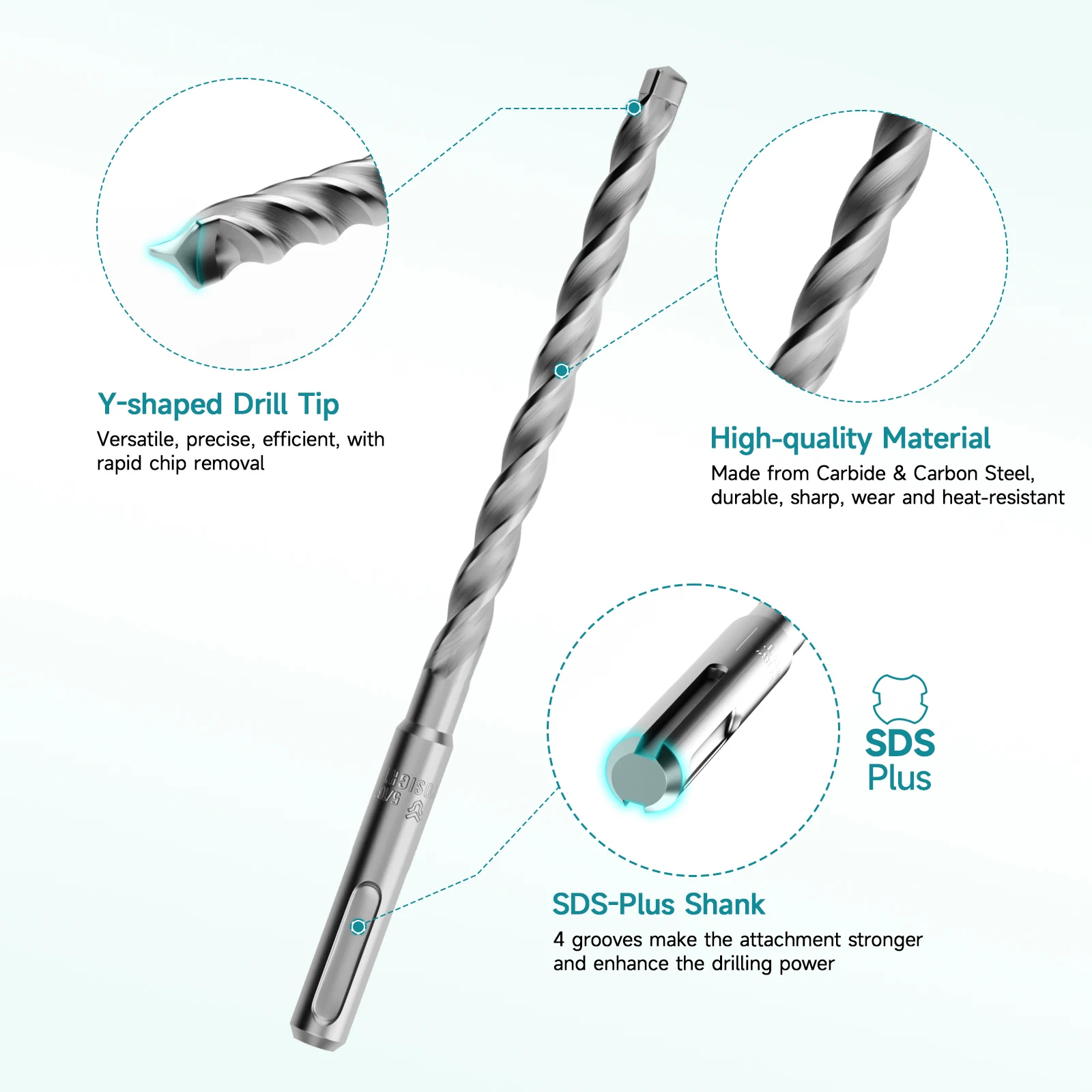 9pcs Drill Bits Set Tungsten Carbide Metalworking Bit Chisel Masonry Tools For Concrete Stone