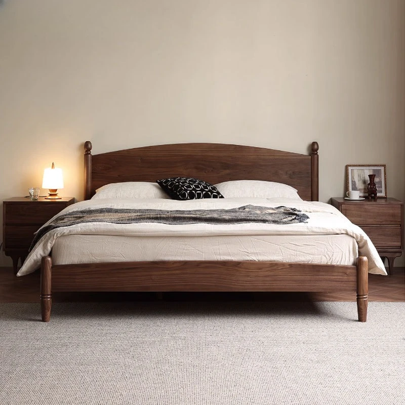 

Solid wood bed American retro double bed