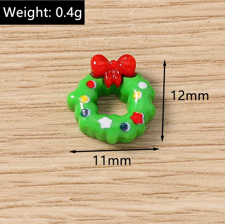 10Pcs 12x11mm Cute Resin Christmas Wreath Charms Pendants for DIY Bracelet Necklace Earring Jewelry Making
