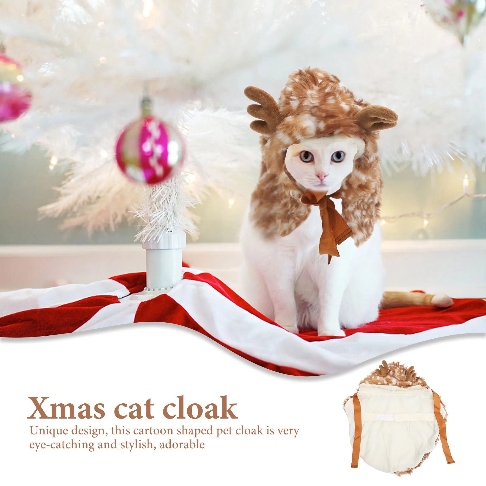 

Pet Costume Cat Cloak Christmas Dog Cape Comfortable Reusable Adjustable Festival Party Decorative Apparel Pet Cloak