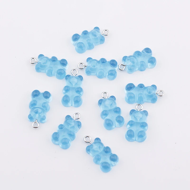 10pcs 12mm Colorful Transparent Bear Charms Cute Resin Pendant Charms for Earring Bracelet Necklace Jewelry Making Diy Supplies