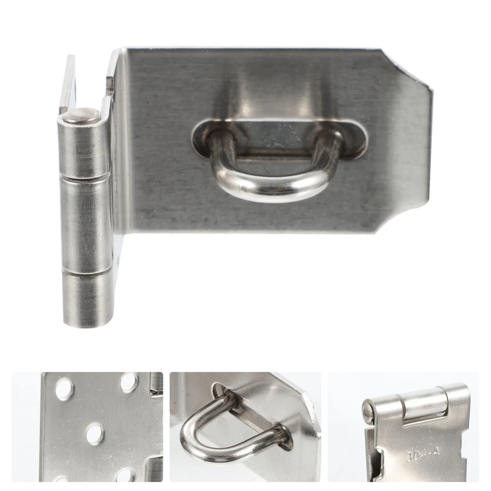 2Pcs Seamless Base Stainless Steel Door Hasp Lock Right Angle Cabinet Latch for Home Office Hotel Security Gates Desks Windows