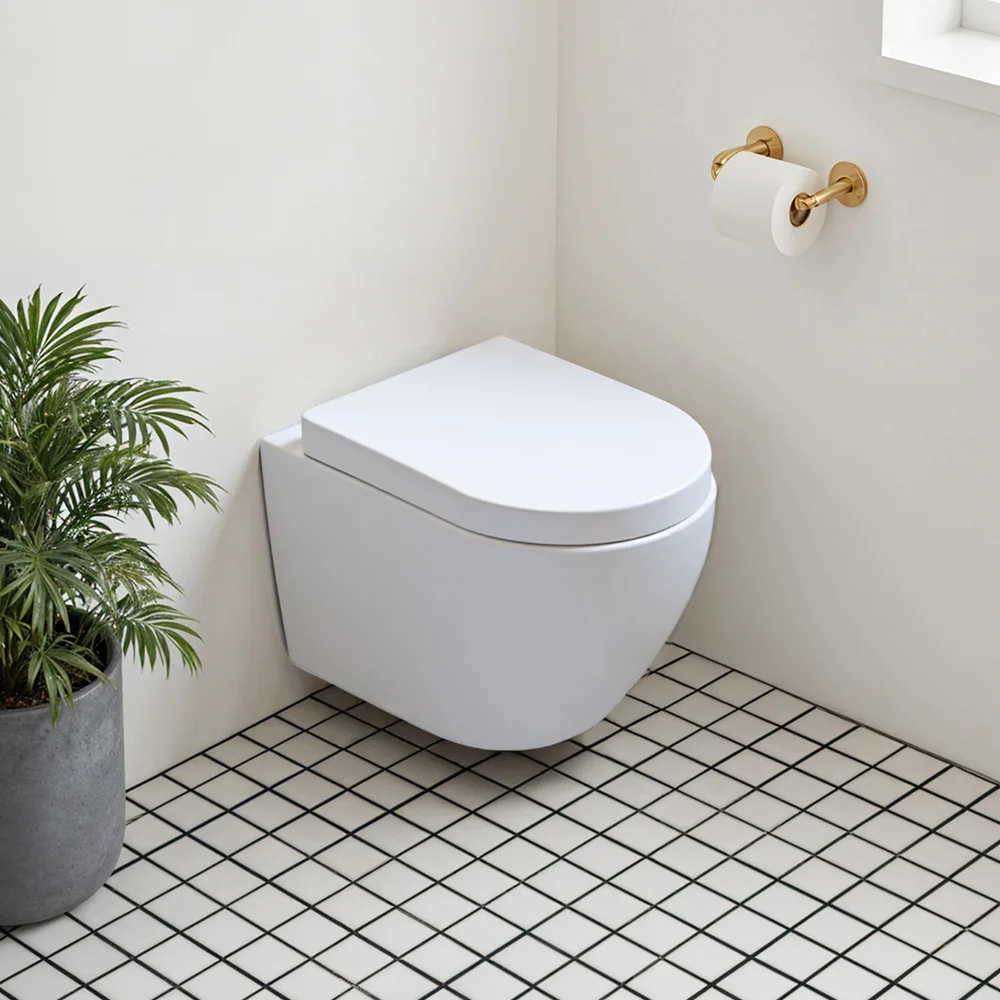 مرحاض ممدود مثبت على الحائط من فولتسيفي، 35 سم عرض × 54 سم عمق × 37 سم ارتفاع