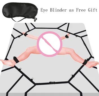 Sex Bett Zurückhaltung BDSM Bondage Zurückhaltung System Sex Spielen Paare Spiele Nylon Handschellen Fußfesseln Unter Sextoy Sexuelle Zubehör