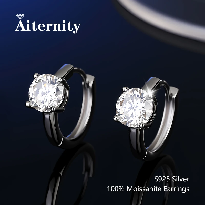 Pass Diamond Tester Pen Moissanite Hoop Earrings For WomenWith GRA S925 Sterling Silver Ear Clasps Buckle Original New Fine Jewe