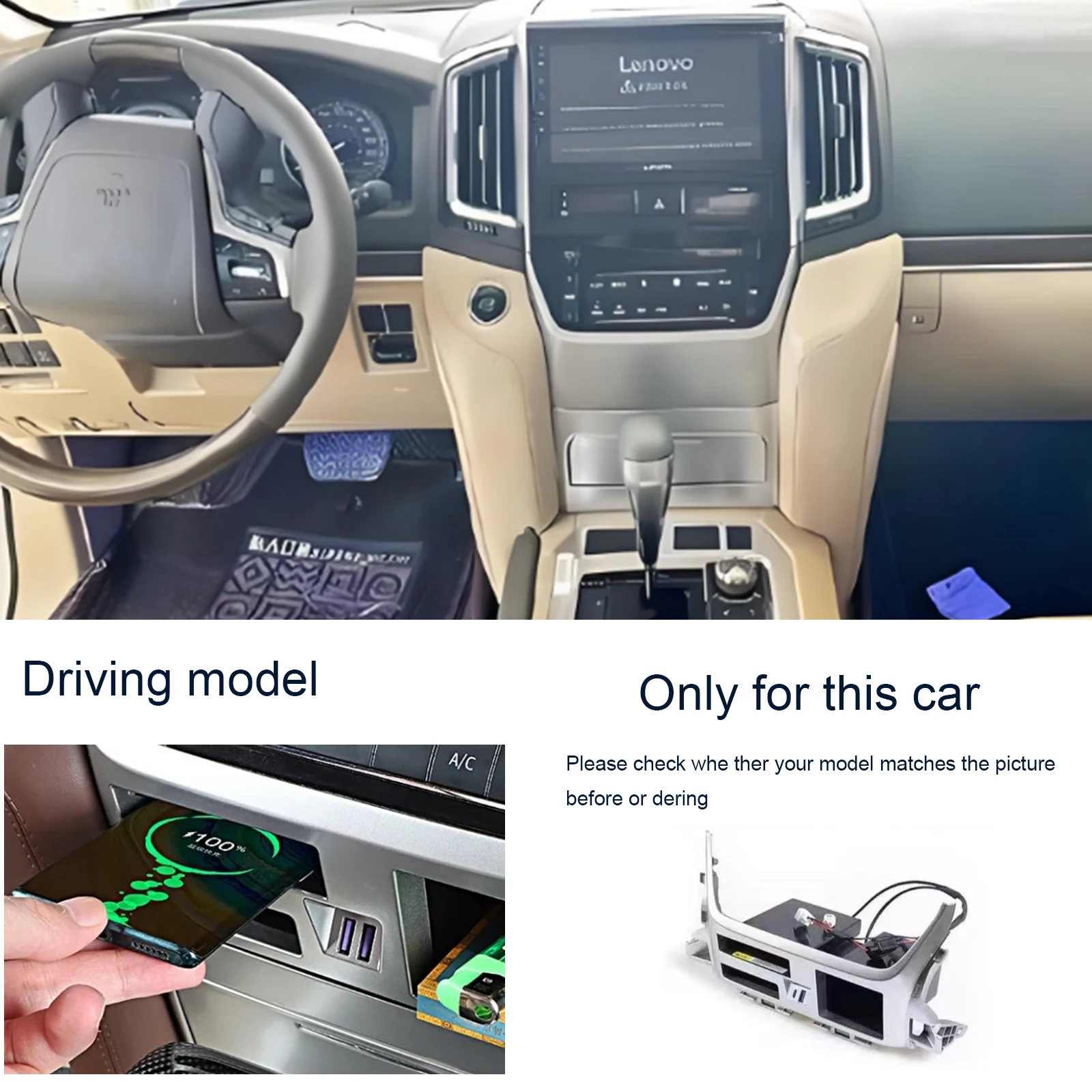 2 Din The Latest For Toyota Land Cruiser LC200 2016-2021 Car center console phone fast wireless charger plate charging holder