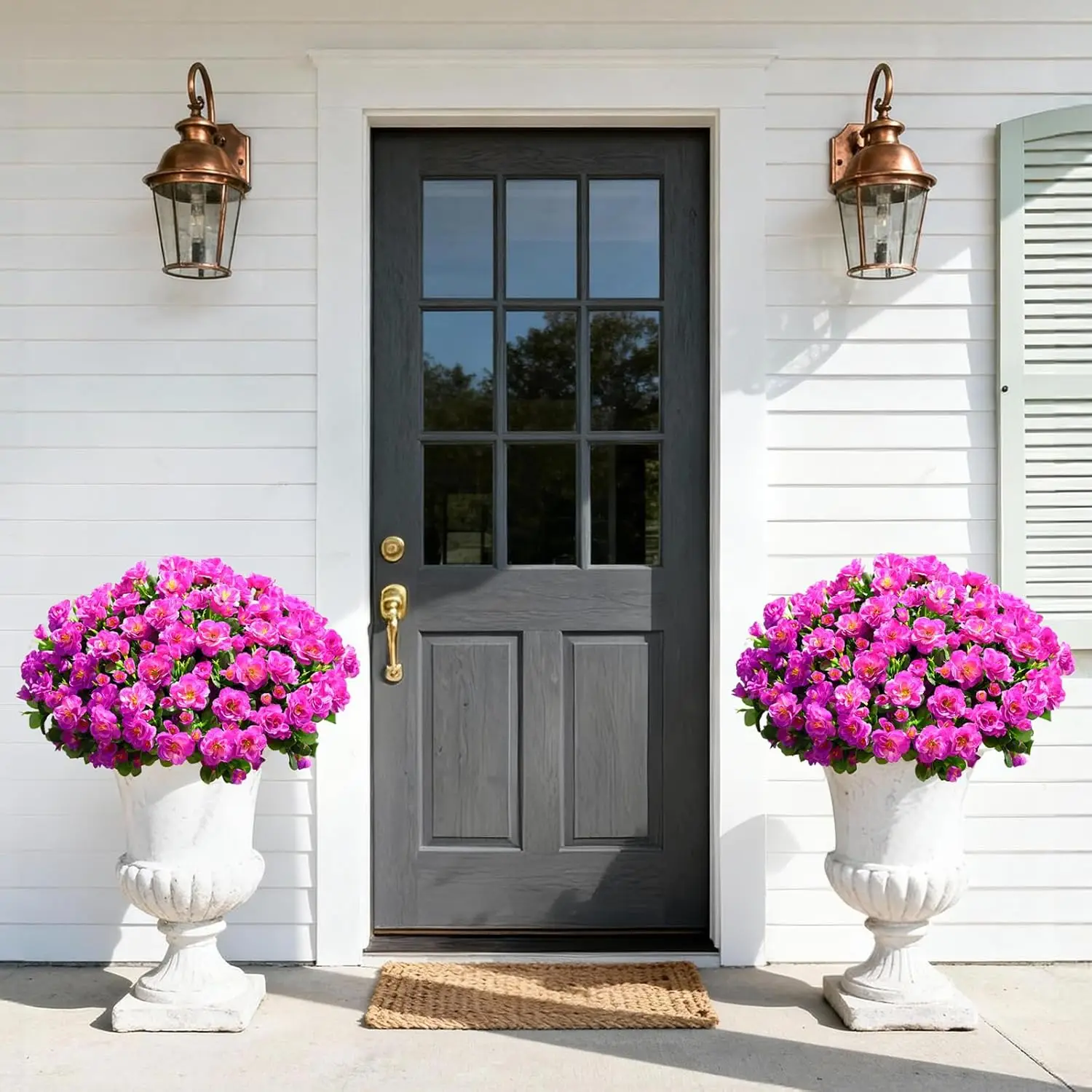 

Outdoor Faux Plants Flowers for Outdoor Planters, 4 Large Bundles UV Resistant Artificial Flowers for Outdoors, Realisti