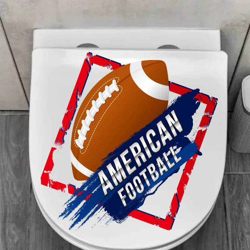 PVC Toilet Cover Decor Bathroom Sticker Super Bowl Rugby Party Decoration Self Adhesive Waterproof Restroom Household Supplies