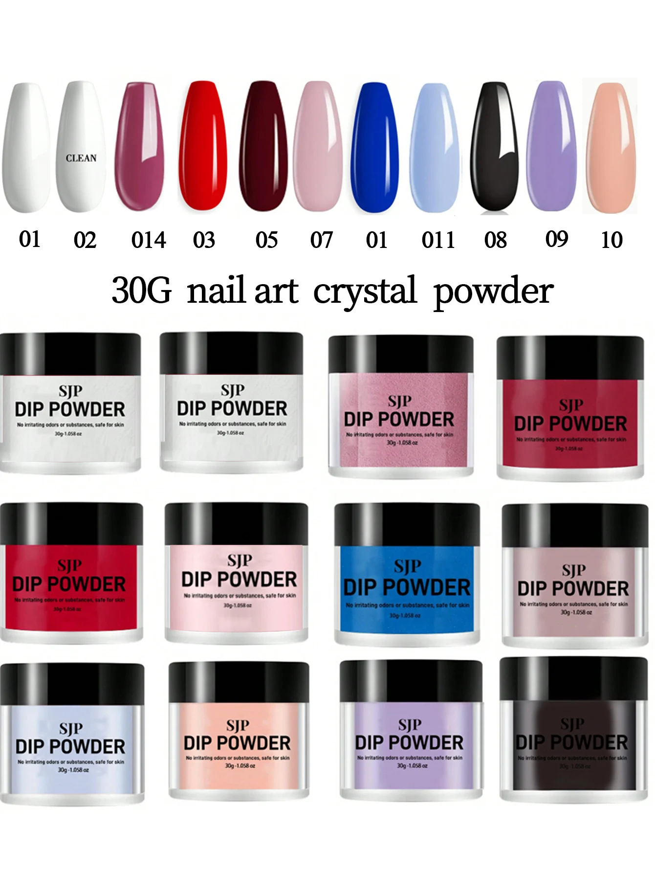 30G Acrylic Powder Nail Dip Powder for French Manicure, Color Dip Powder, Suitable for Home Nail Salon DIY, Long Lasting