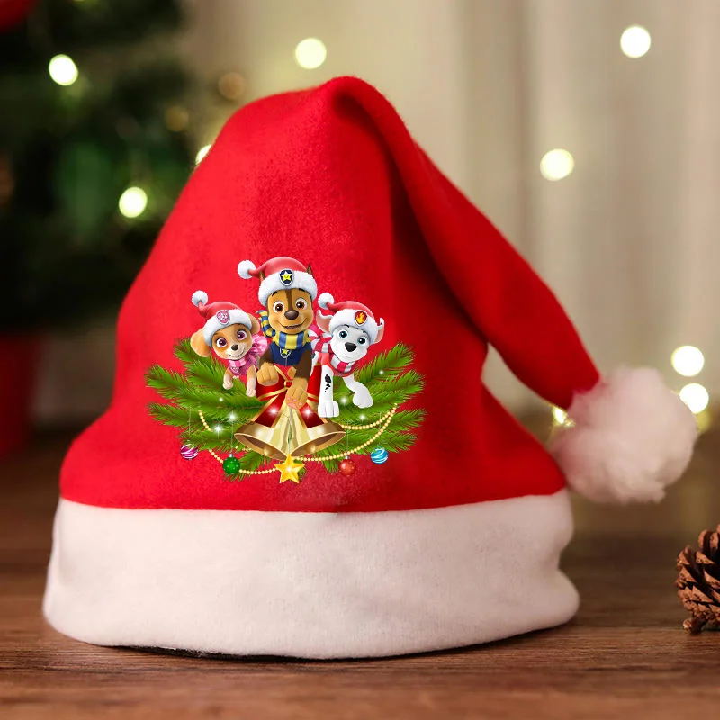 Sombrero de Navidad de la patrulla canina Skye Chase, gorro de Papá Noel suave para adultos y niños, regalo de fiesta de Año Nuevo para niños, tocado de decoración de Navidad, regalo de Cosplay