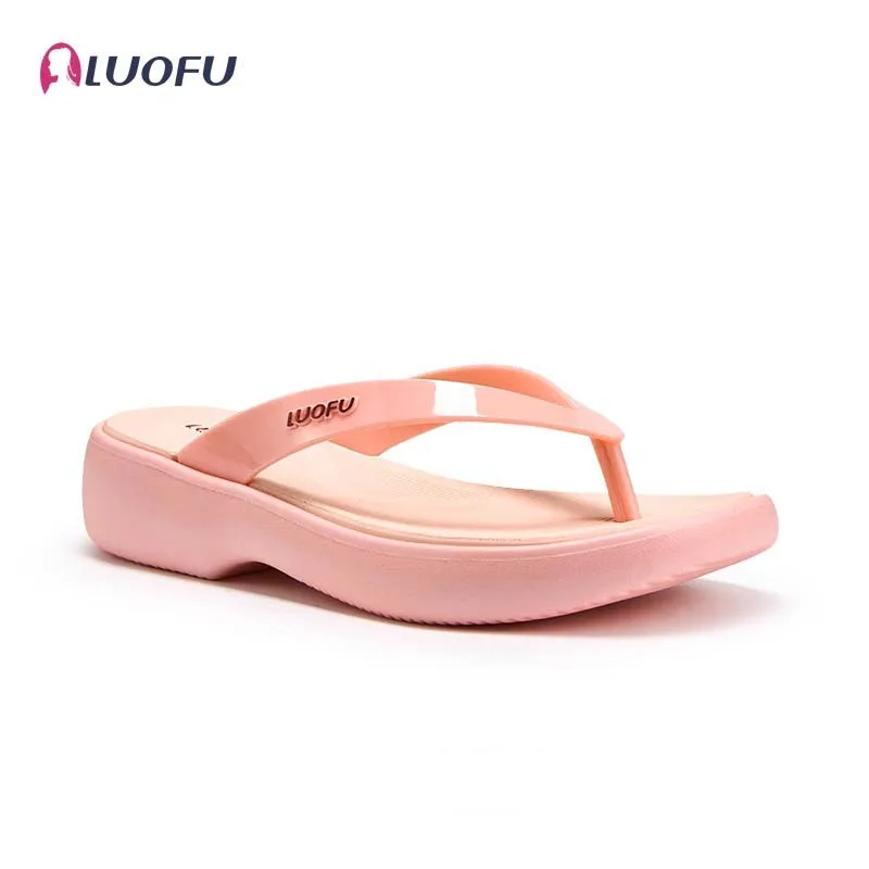 LUOFU Women's Flip Flops, Indoor and Outdoor Anti Slip and Wear-resistant Slippers,  Fashionable Sandals for Beach Vacations