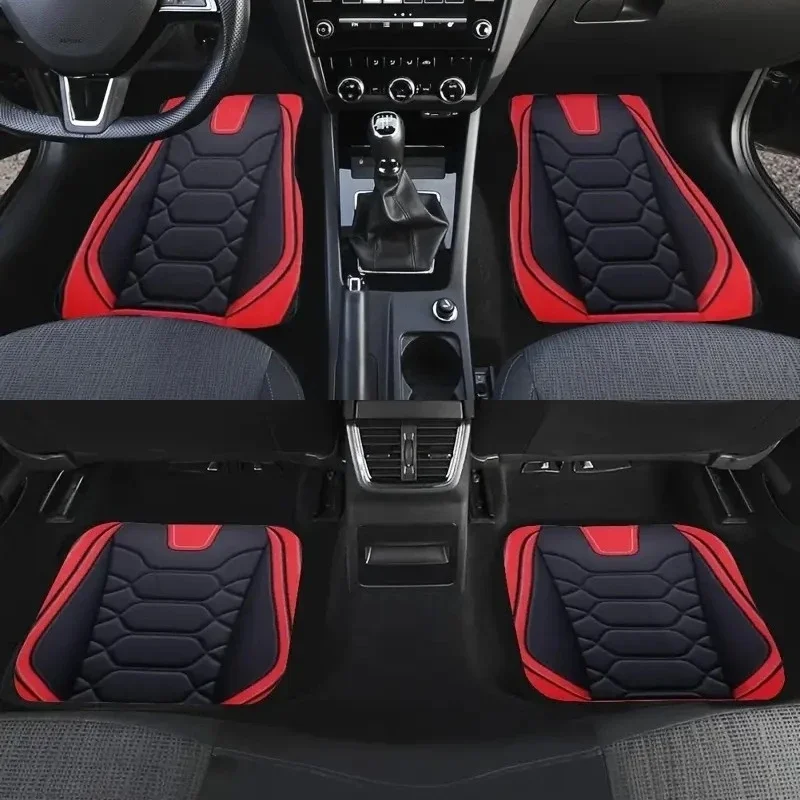 

2D Flat 4pcs Car Mat Set, Four Blocks of Belly Pattern, Universal, Polyester Fiber, Absorbent, Non-slip, Washable Car Carpet