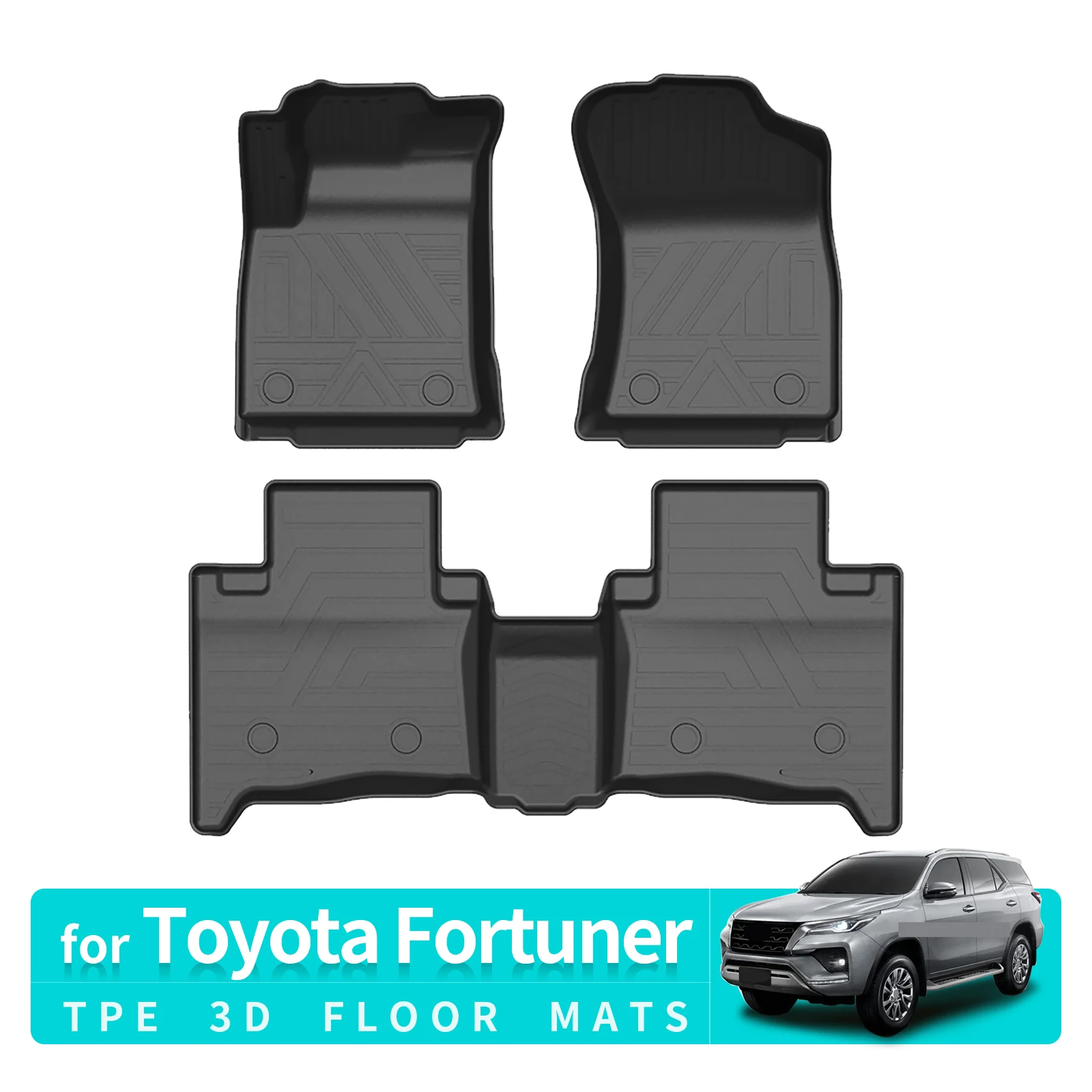 

Car Floor Mats Fit for Toyota Fortuner 2016-2021 Trunk Backrest Pad TPE