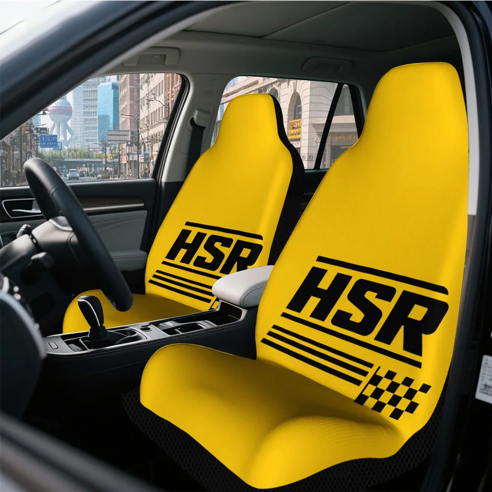 2pcs Racing Logo Design Car Seat Cover Set – Stylish And Durable Full Set For 2 Front Seats, Fit For Most Cars, High-Quality Se